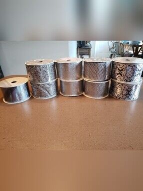 Black & Silver Wired Edge Ribbon